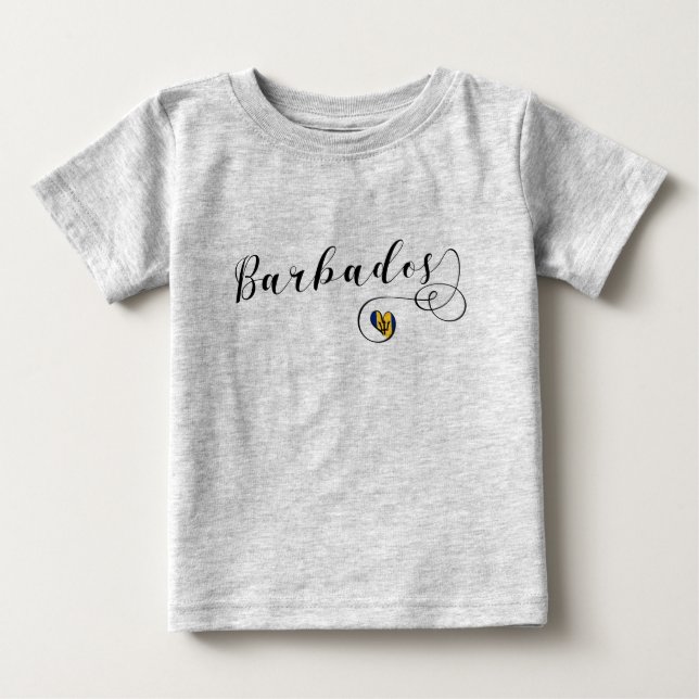 Barbados Heart Flag, Barbadian Baby T-Shirt (Front)