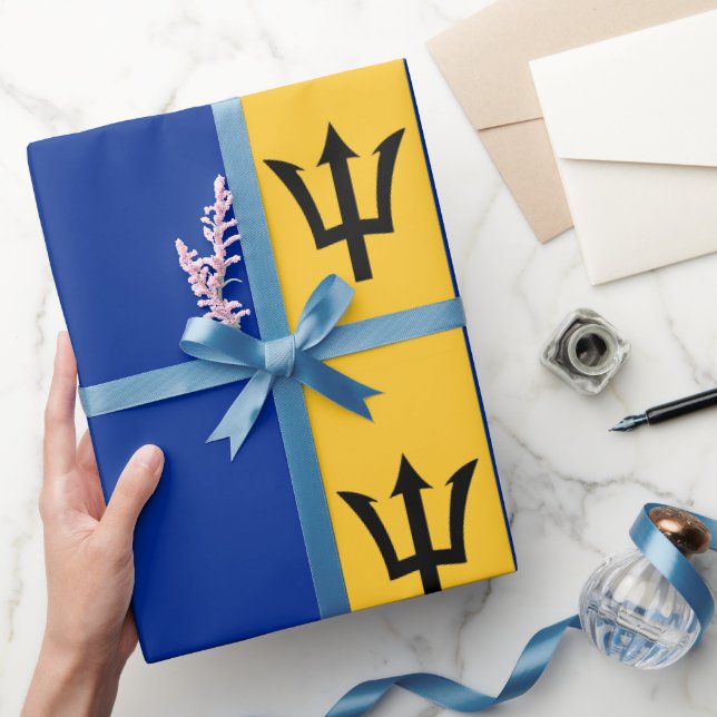 Barbados Island National Flag Patterned Wrapping Paper (Gifting)