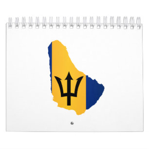 Barbados Islands In Silhouette With Flag Calendar