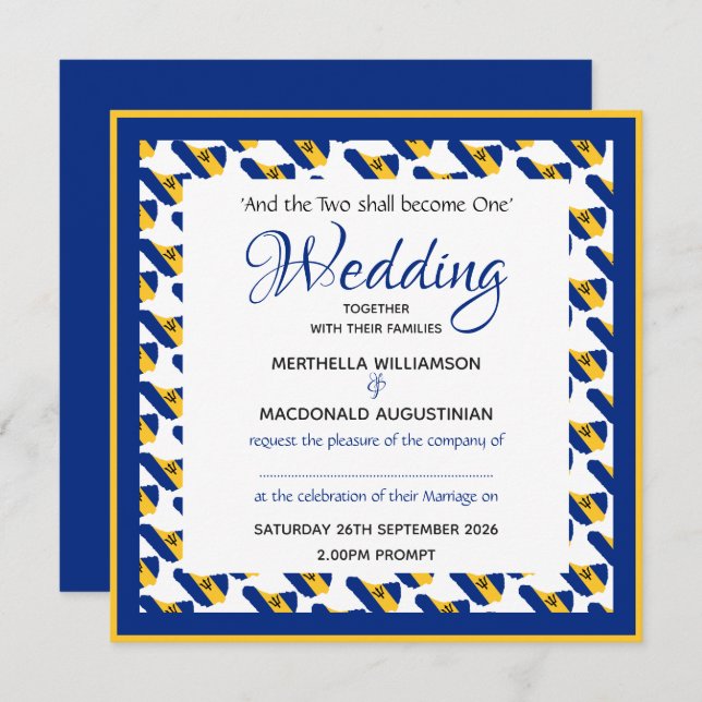 BARBADOS MAP Patriotic Custom Square Wedding Invitation (Front/Back)