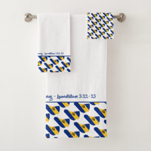 BARBADOS MAP Personalised Christian Scripture Bath Towel Set