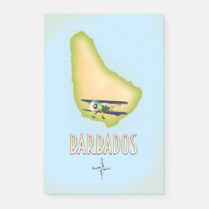 Barbados Map vintage travel poster. Post-it Notes