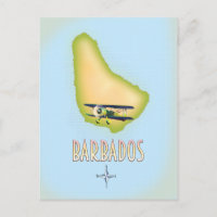 Barbados Map vintage travel poster.