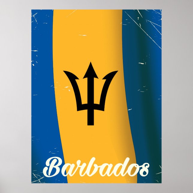 Barbados national flag vacation poster (Front)