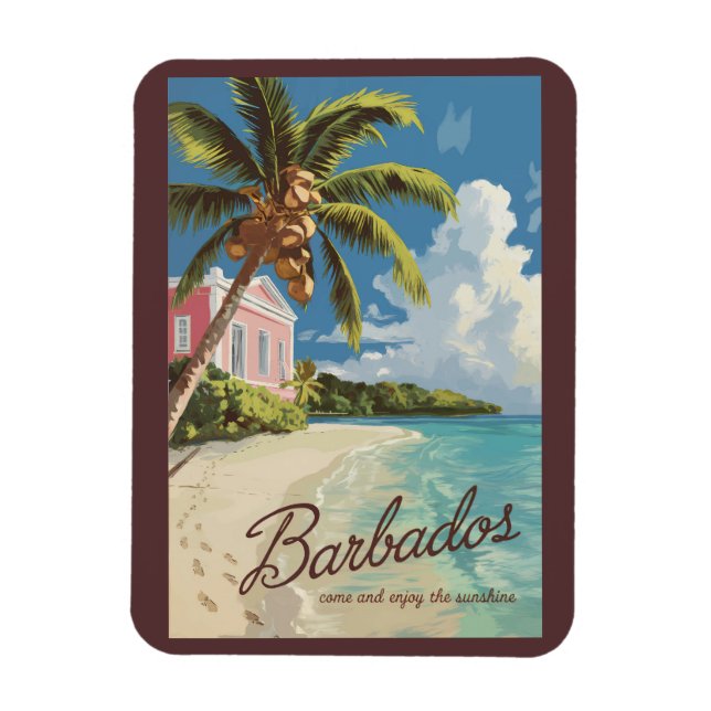 Barbados Painterly Travel Art Vintage Magnet (Vertical)