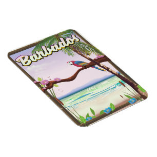 Barbados Parrot Landscape travel poster Magnet