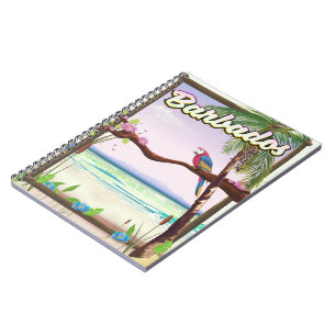 Barbados Parrot Landscape travel poster Spiral Notebook