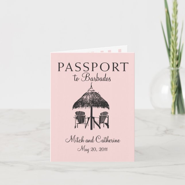 Barbados Passport Wedding Invitation (Front)