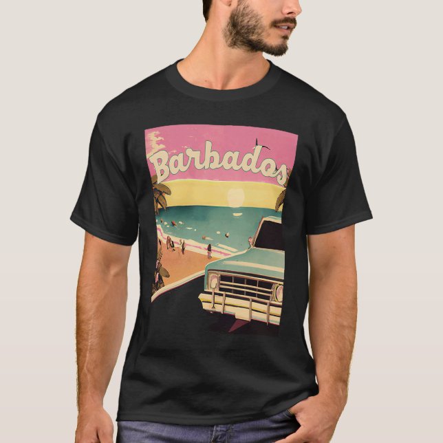 Barbados Retro Beach Vacation Graphics Barbados Su T-Shirt (Front)