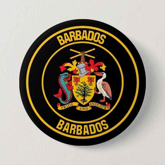 Barbados Round Emblem 7.5 Cm Round Badge (Front)
