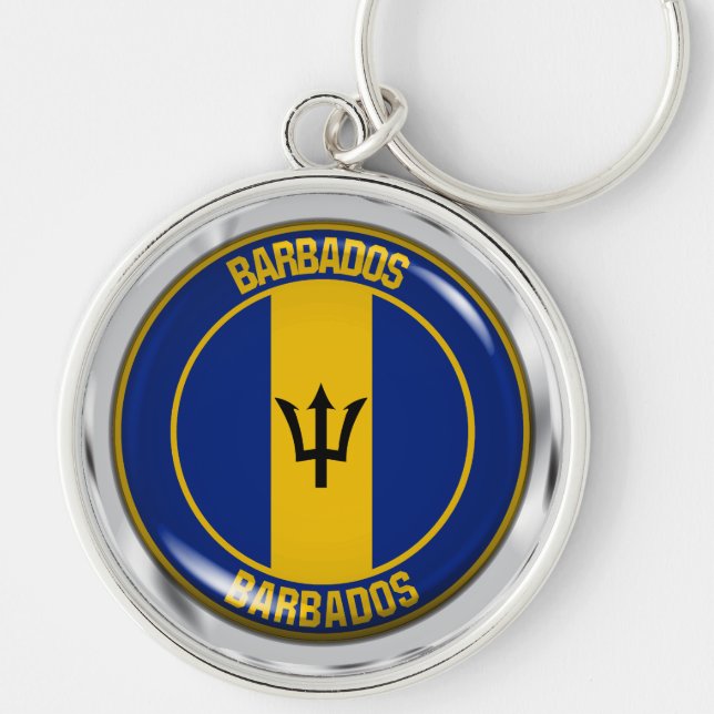 Barbados Round Emblem Key Ring (Front)