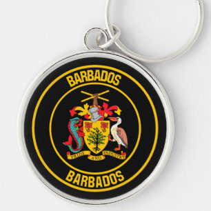 Barbados Round Emblem Key Ring