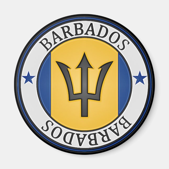 Barbados  Round Emblem Magnet (Front)