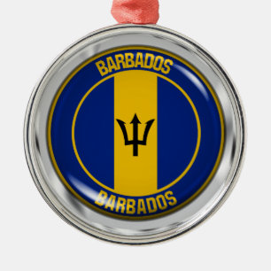 Barbados Round Emblem Metal Tree Decoration