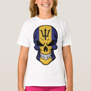 Barbados Smiling Skull Flag  T-Shirt