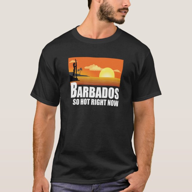 Barbados so hot right now Retro Travel Beach Vacat T-Shirt (Front)