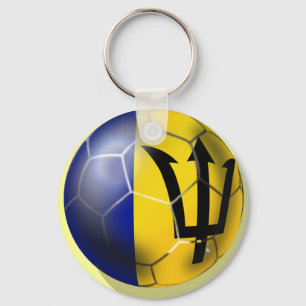 Barbados soccer football ball Bajan flag Key Ring
