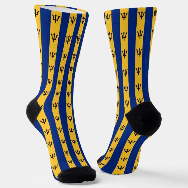 Barbados Socks, patriotic Barbados Flag fashion Socks (Angled)