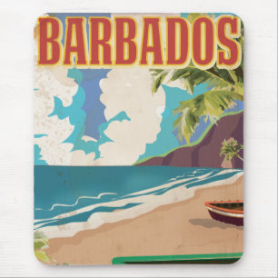 Barbados travel poster mouse pad