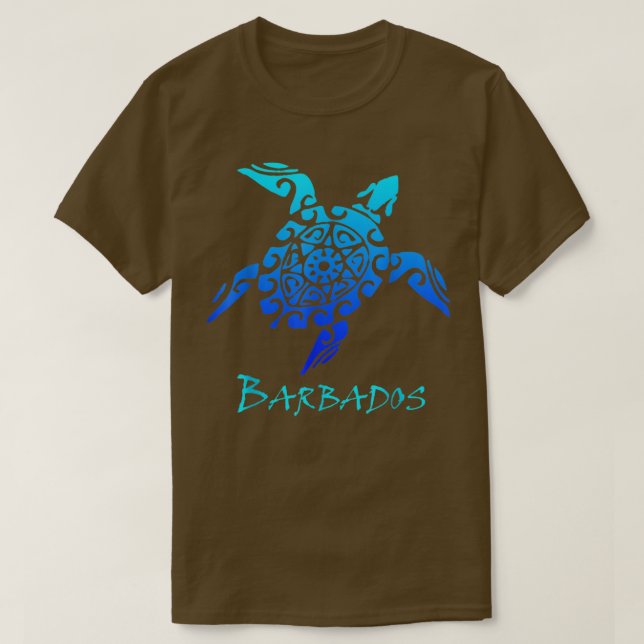 Barbados Tribal Turtle Polynesian Tattoo Style Vac T-Shirt (Design Front)