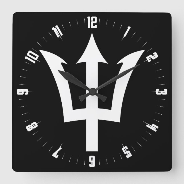 Barbados Trident  Square Wall Clock (Front)
