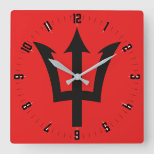 Barbados Trident Square Wall Clock