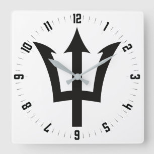 Barbados Trident Square Wall Clock
