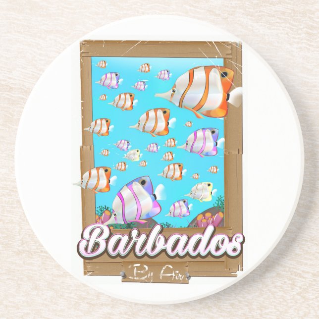 Barbados Tropical Fish travel poster Coaster (Front)