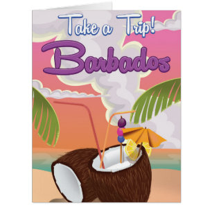 Barbados Vacation Cartoon travel poster