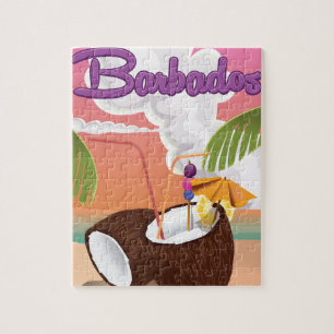 Barbados Vacation Cartoon travel poster Jigsaw Puzzle