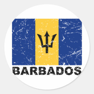 Barbados Vintage Flag Classic Round Sticker