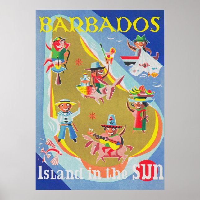 Barbados Vintage Travel Poster (Front)