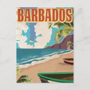 Barbados vintage travel poster postcard