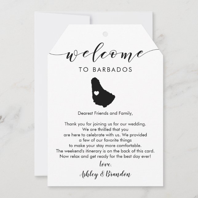 Barbados Wedding Welcome Tag, Letter Itinerary (Front)