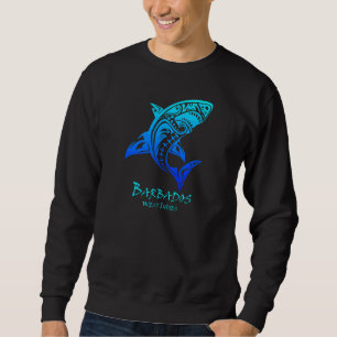 Barbados West Indies Vintage Retro Tribal Shark Va Sweatshirt