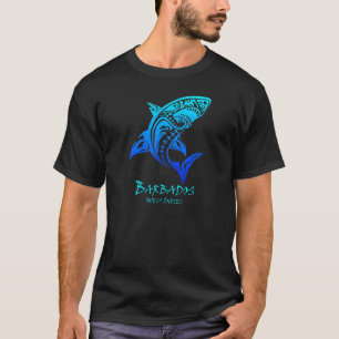 Barbados West Indies Vintage Retro Tribal Shark Va T-Shirt
