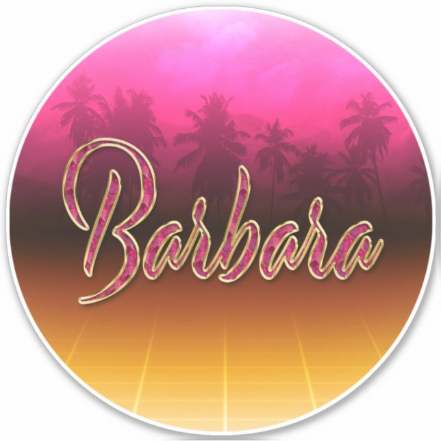 Barbara First Name Golden pink Sticker (Front)