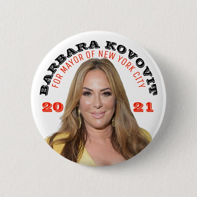 Barbara Kovovit for NYC Mayor 2021 6 Cm Round Badge (Front)