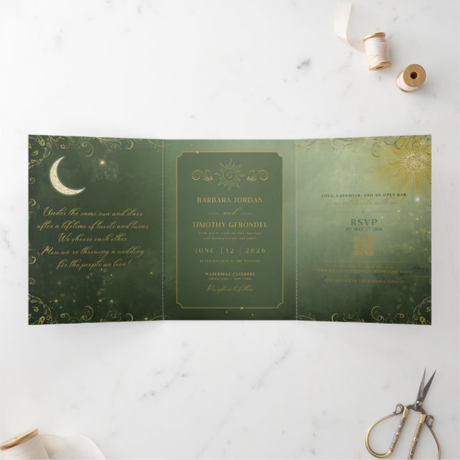 Barbara + Tim Trifold Wedding Invitation R12 (Inside)