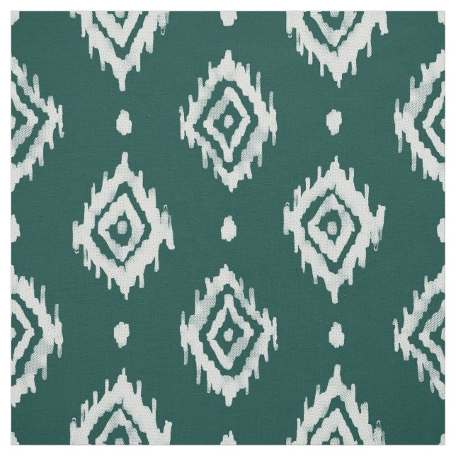 BARBARIAN Boho Ikat Diamond Evergreen Fabric (Swatch)