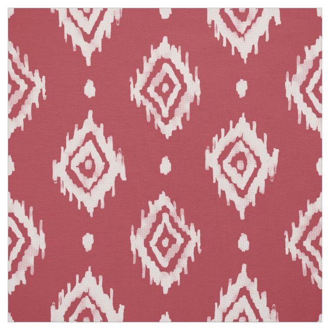 BARBARIAN Boho Ikat Diamond Red Fabric (Swatch)