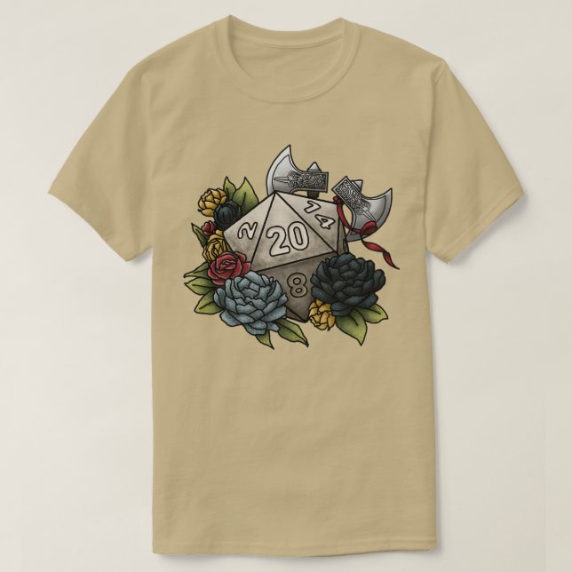 Barbarian Class D20 Tabletop Gaming Dice T-Shirt (Design Front)