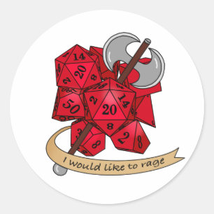 Barbarian Dice Design Classic Round Sticker