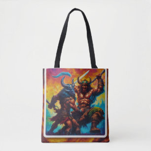 Barbarian King Fight Tote Bag