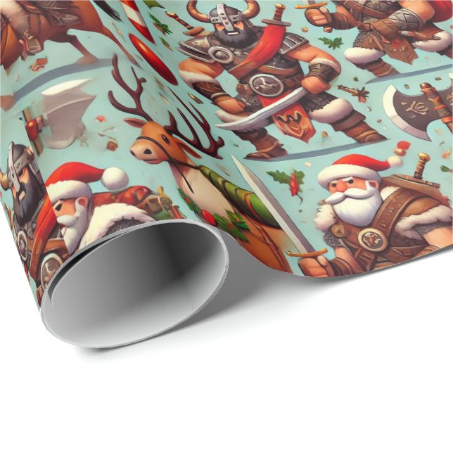 Barbarian-Themed Christmas Wrapping Paper (Roll Corner)