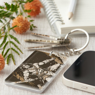 Barbarian w Broadsword Sepia Gold Pop Art Style Key Ring