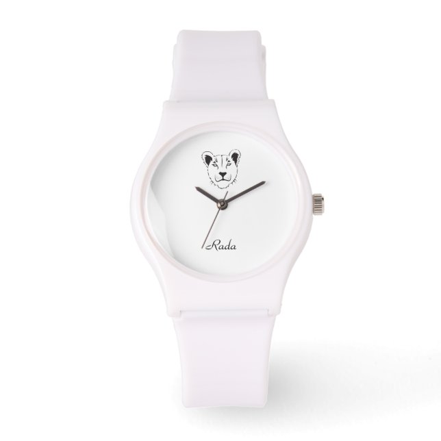 Barbary Lioness Sporty White Silicon Watch (Front)