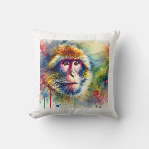 Barbary Macaque 250624AREF110 - Watercolor Cushion