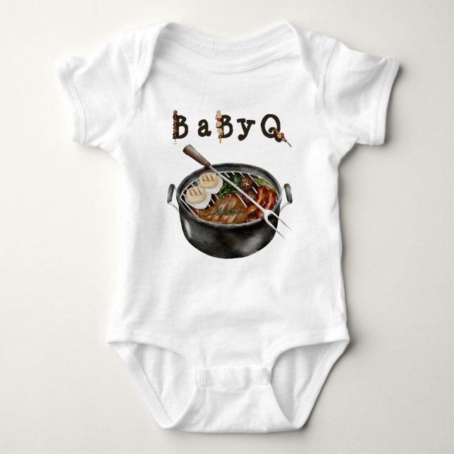 Barbecue Backyard Party Baby Shower BBQ Bodysuit (Front)