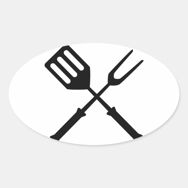 Barbecue Barbeque BBQ Barby Barbies Grill Oval Sticker (Front)